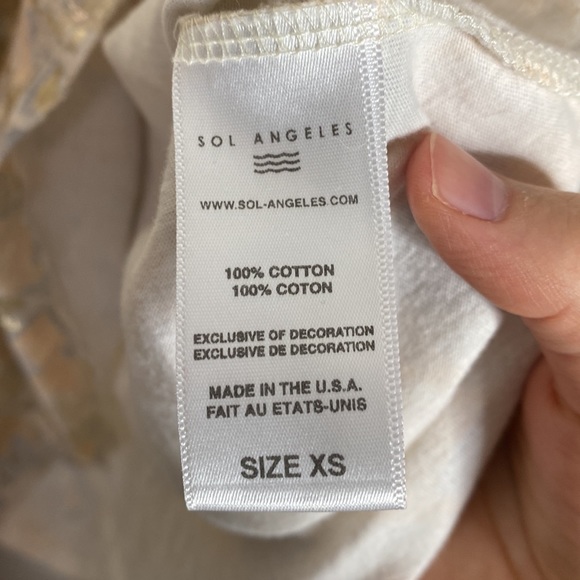 Sol Angeles x Anthropologie gold foiled floral v-neck t-shirt size XS - Picture 9 of 10